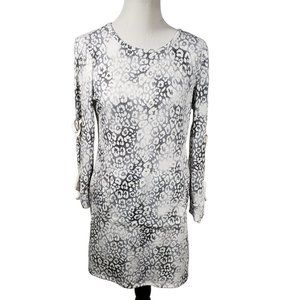 Tacera Women's Size Small White and Gray Animal Print Sweatshirt Dress